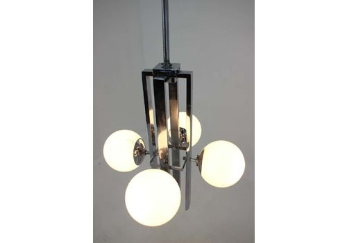 Unique Chrome Bauhaus Chandelier, 1930s