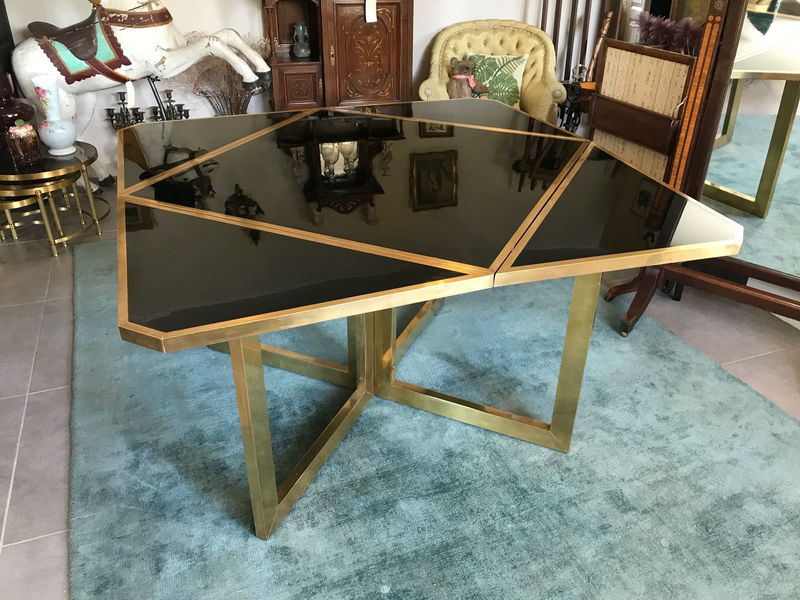 Romeo Rega Extendable Table, Brass photo for sale