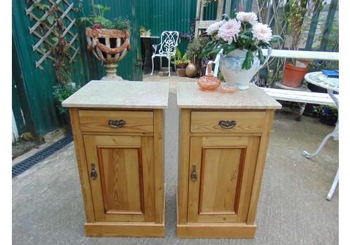 Pair Victorian Marble Topped Bedside Cabinets