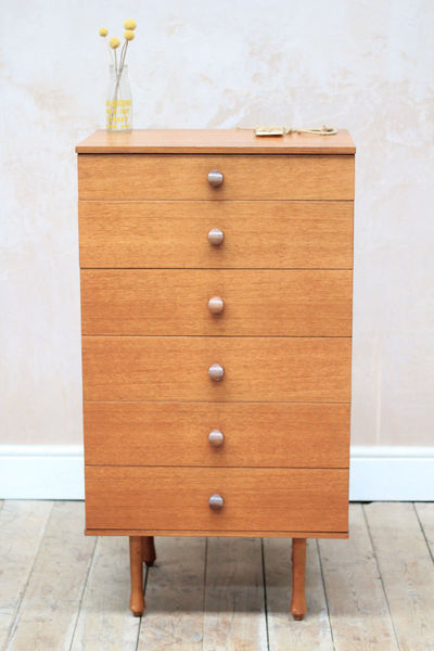 Vintage Retro Mid Century Tallboy Chest Of Drawers Avalon