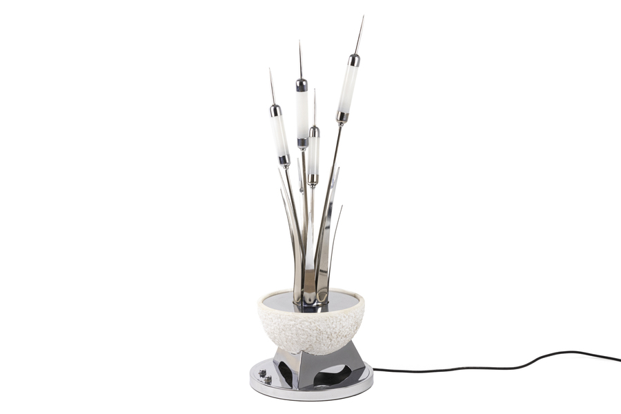 Reed Lamp In Chromed Metal And Alabaster 1980s