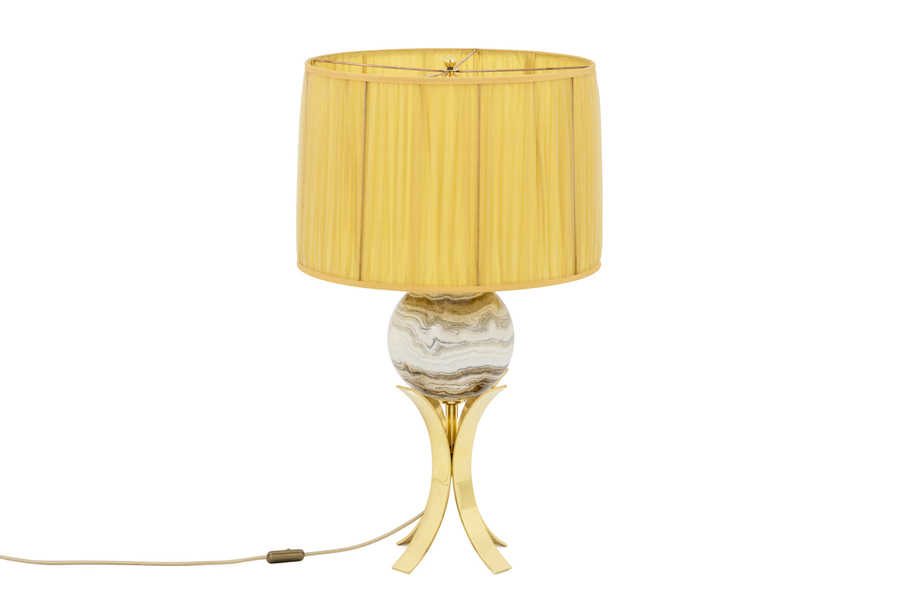 Marble And Gilded Brass Sphere Lamp 1970s