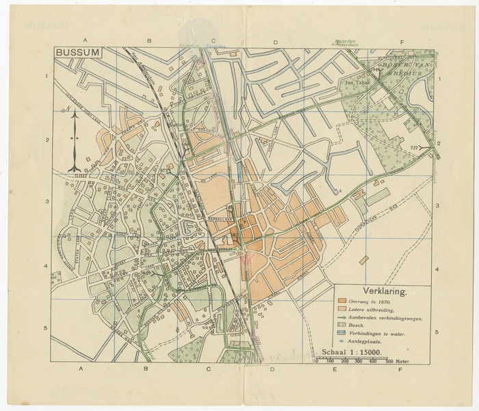 Antique Map Of The Region Of Bussum (C.1910)