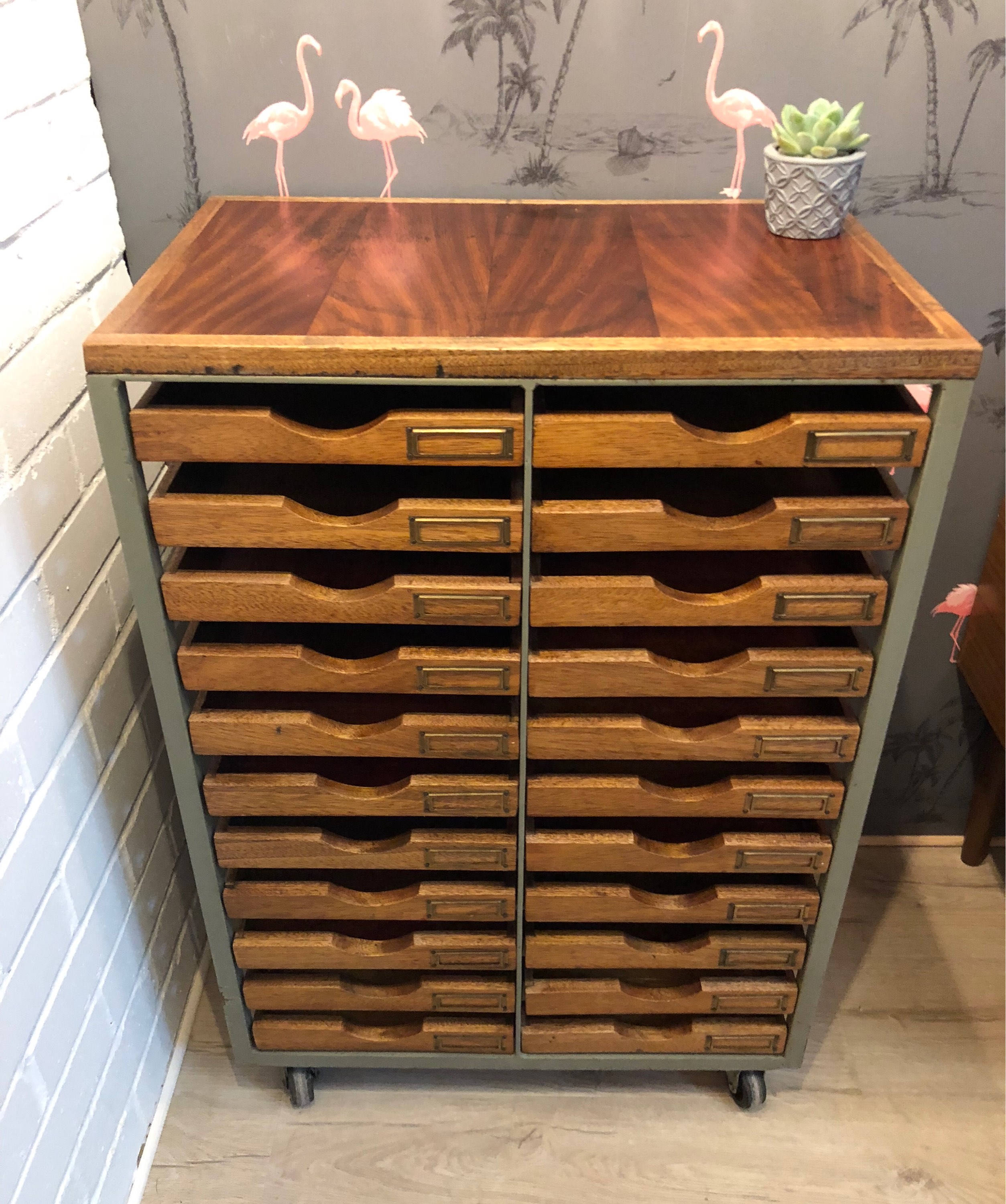 Apothecary 22 Drawer Draughtsman Side Table, Lamp Table, Cottage Furniture