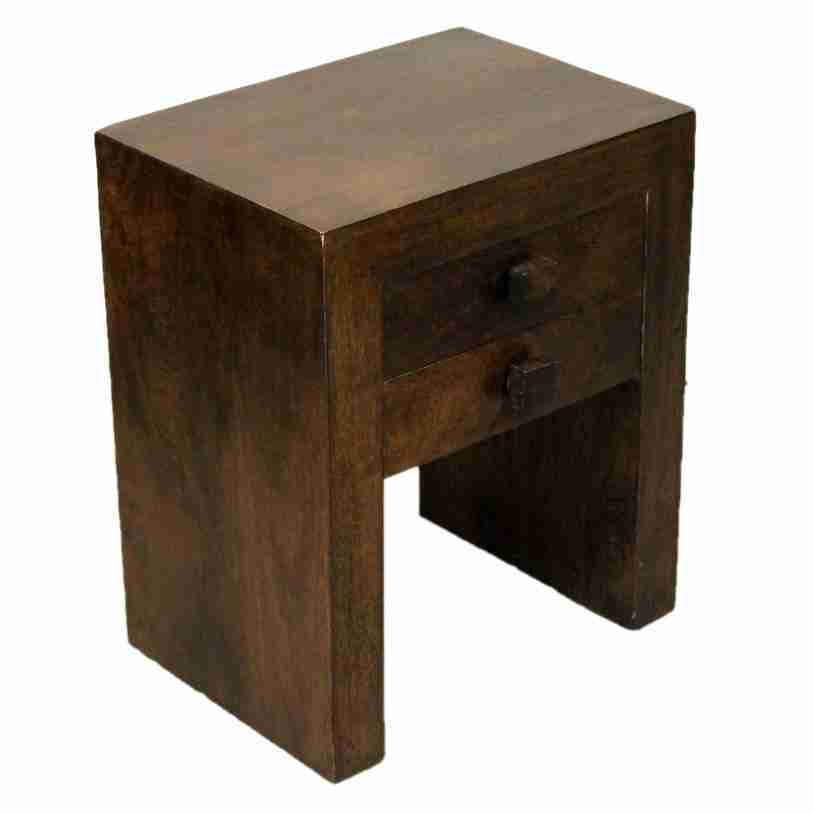 Contemporary Sheesham Dark Wood Side Table Vinterior