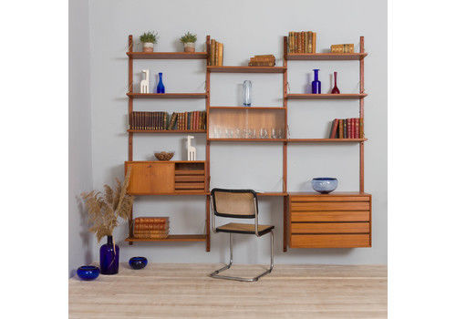 Royal Cadovius 3 Bay Wall Unit With 3 Cabinets And 9 Shelves, 1960s