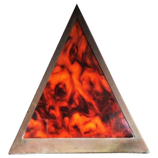Large Table Lamp Brass And Lucite Pyramid Sharpe , Mid Century