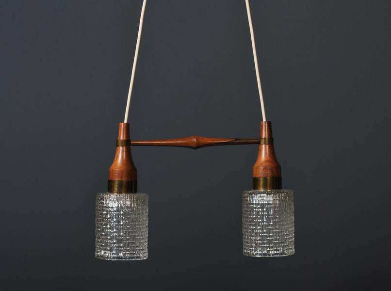 Danish Midcentury Dual Pendant Light