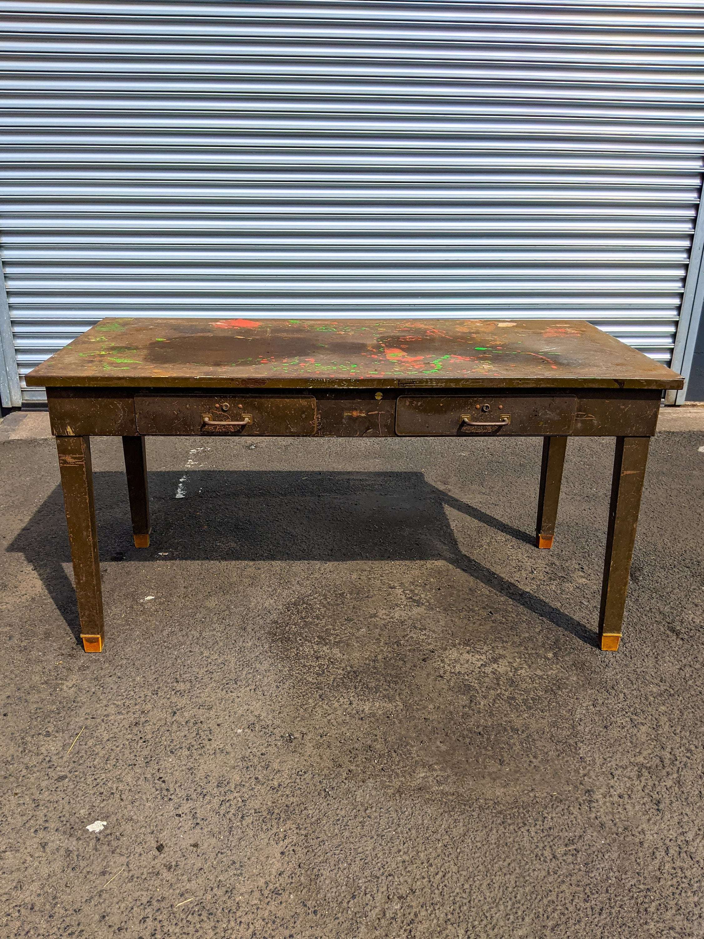 Industrial Steel Metal Desk By Sankey Sheldon Vinterior