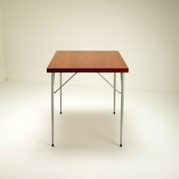 Teak And Chrome Desk After Arne Jacobsen, Denmark, 1950s photo 675.0