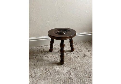 French Mid Century Oak Bobbin Stool
