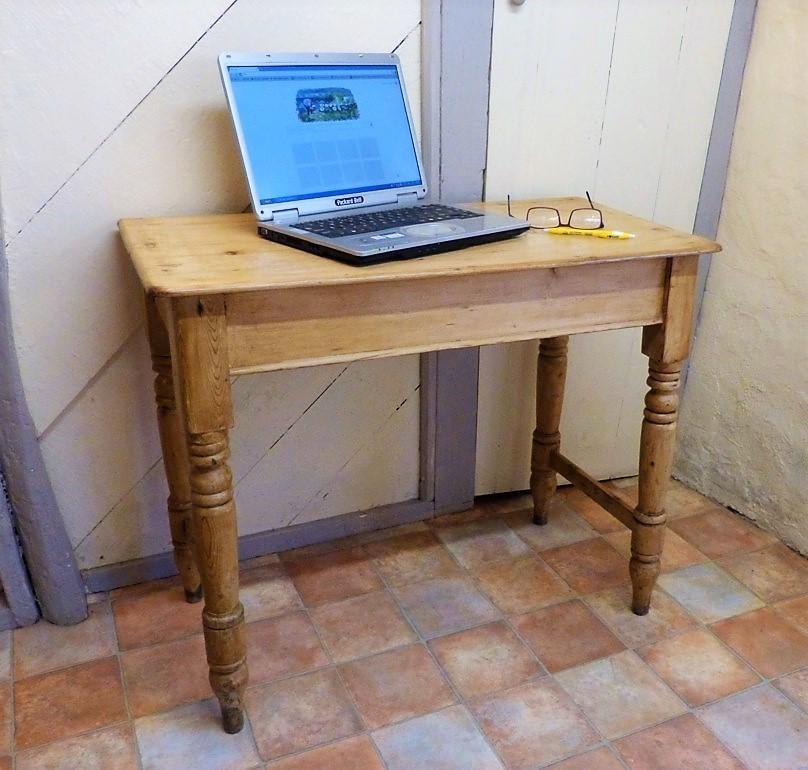 Stripped Pine Desk Or Side Table In A Lovely Honey Shade Victorian Circa 1860