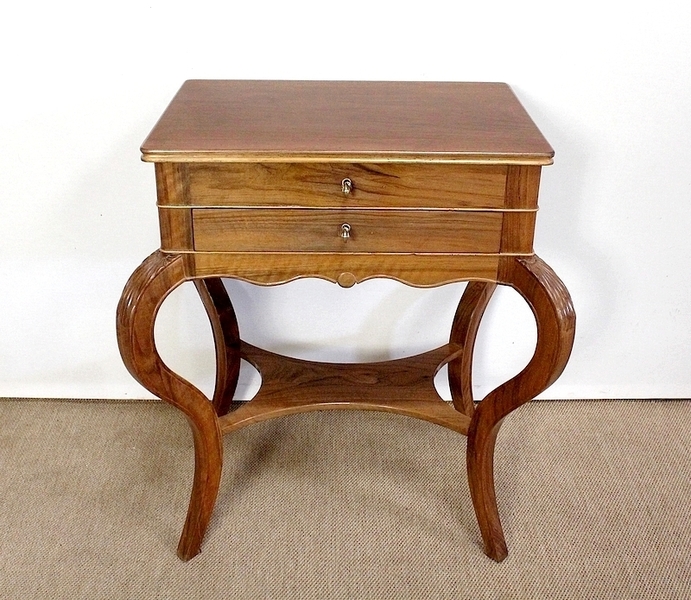 Worker Side Table In Solid Blond Walnut, 19th Century