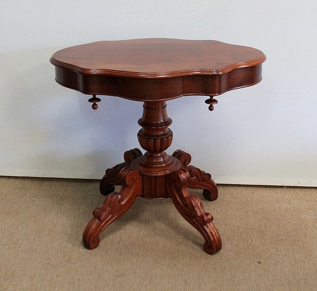Small Mahogany Violin Pedestal Table   2nd Half Of The 19th Century