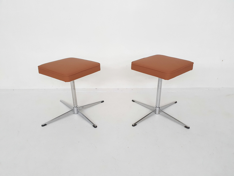Set Of Two Mid Century Swivel Stools, Attrb. Brabantia, The Netherlands