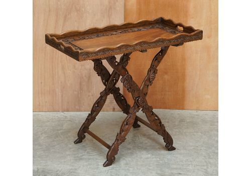 Sublime Circa 1880 Antique Hand Carved Anglo Indian Serving Tray Table Must See
