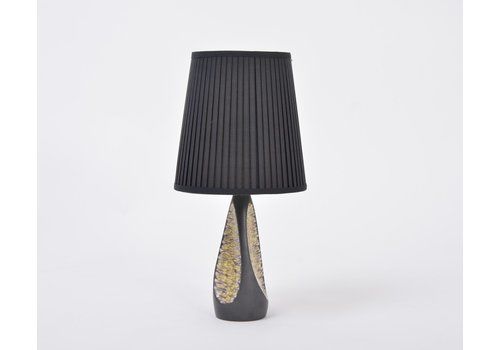 Mid Century Danish Black Ceramic Table Lamp By Holm Sorensen For Søholm