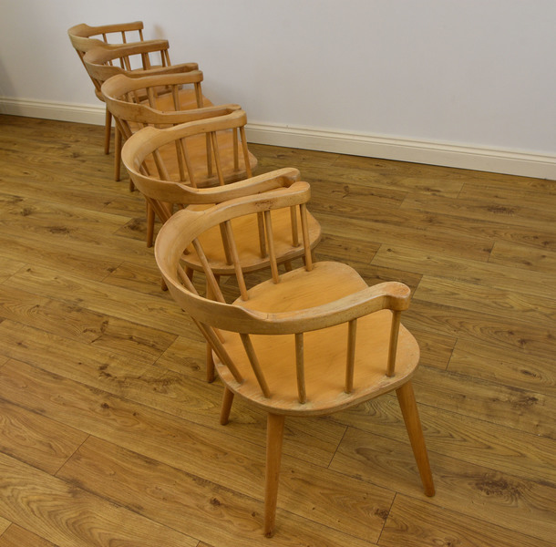 Five Vintage Scandinavian Dining Kitchen Armchairs Chairs 1950s Mid Century Free Delivery To Mainland England Wales