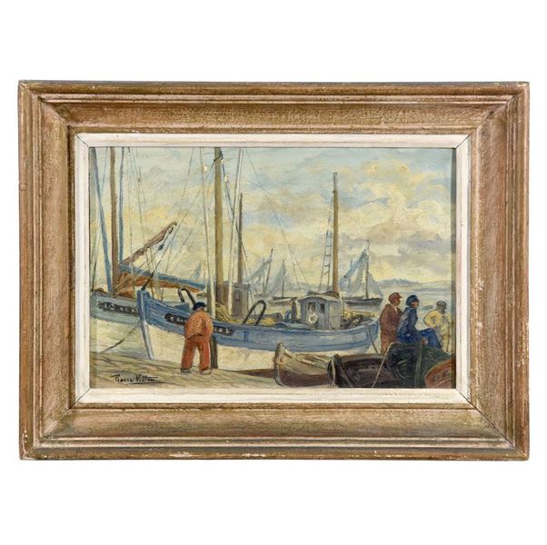 Oil On Canvas Port Of Douarnenez By Pierre Victor