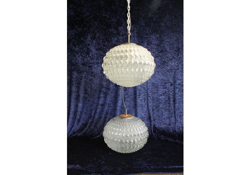 A Pair Of Early 20th Century Large Glass Round Moulded Ceiling Lights