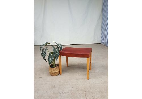 Vtg Mid Century Danish Restored Dressing Table Foot Stool Pouffe Retro