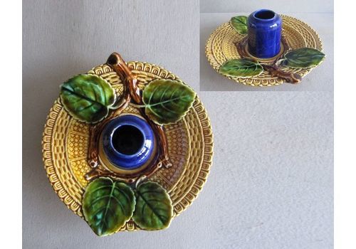 Boch 1800s Majolica Inkwell (Pre Villeroy & Boch) / Candle Holder