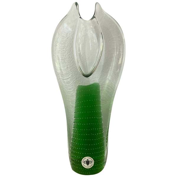 Czech Art Glass Vase, Centerpiece By Pavel Juda For Beranek Glass, 1985