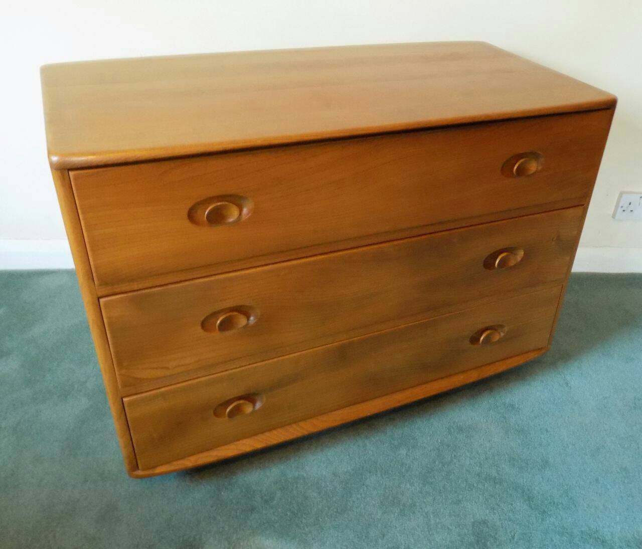 484 Ercol Windsor Chest Of Drawers Blonde Elm Vintage Mid
