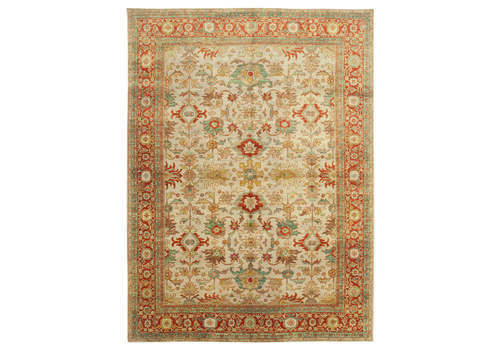 Beige Decorative Wool Oriental Large Oushak Area Rug 262 Cm X 352 Cm