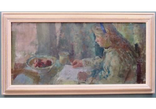 Jacqueline Williams Neac(1962) British Large Impressionist Oil Painting Portrait