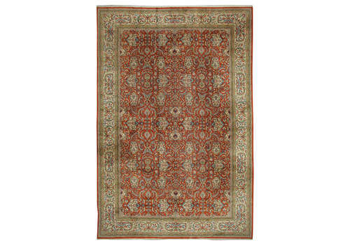 2000s Oriental Hand Knotted 400 Cm X 603 Cm Red Wool Oushak Large Area Rug
