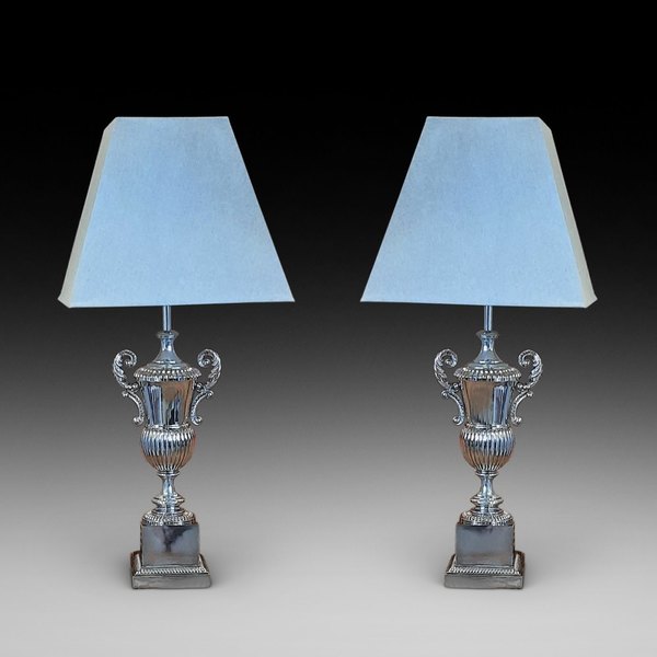 Pair Of Chrome "Fa Cup" Table Lamps