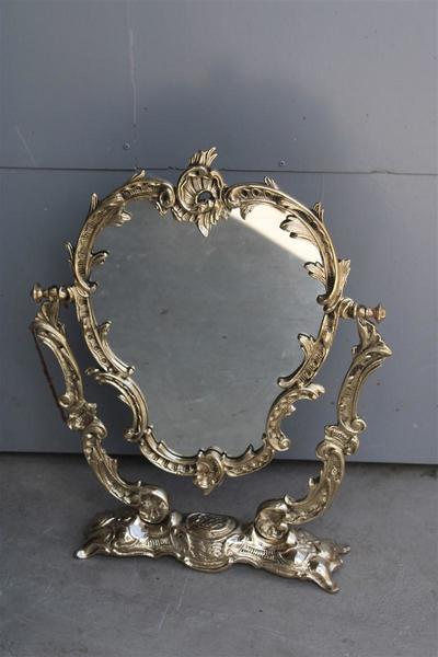 Tilting Table Mirror In Brass Mid Century Baroque Italian Design photo furniture