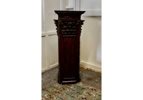 French Carved Oak Column Display Pedestal