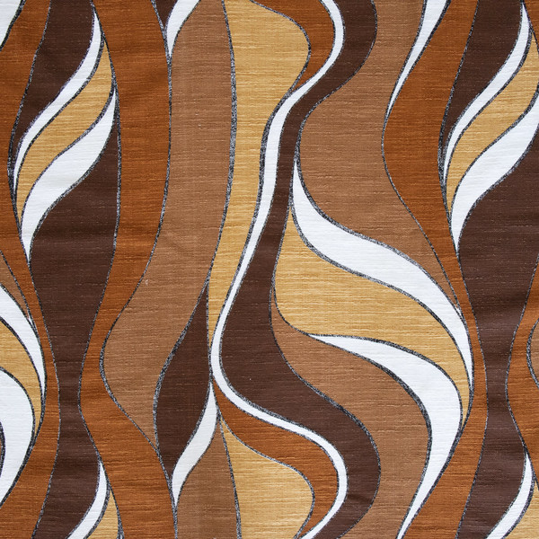 Flowing Abstract Design Fabric In Warm Earth Colours Vintage 1970s