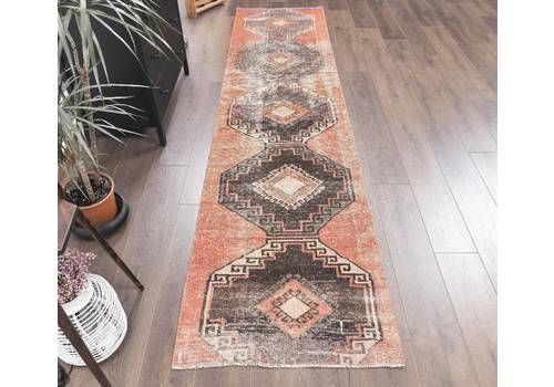 Oushak Handmade Wool Rug, Turkish Vintage Rugs, Red Hallway Kitchen Runner, Farmhouse Decor, One Of A Kind, Traditional, Geometric
