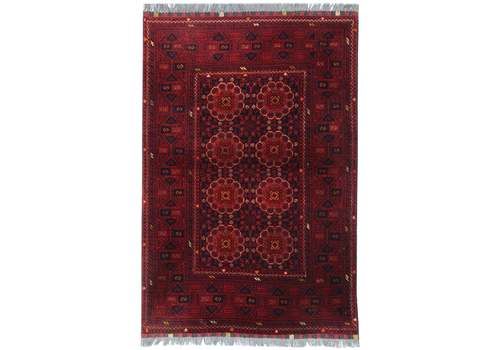 Handwoven Wool Rug Traditional Deep Red Carpet Rustic Area Rug