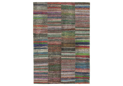 Turkish Handmade 1980s 243 Cm X 357 Cm Multicolor Kilim Patchwork Rug