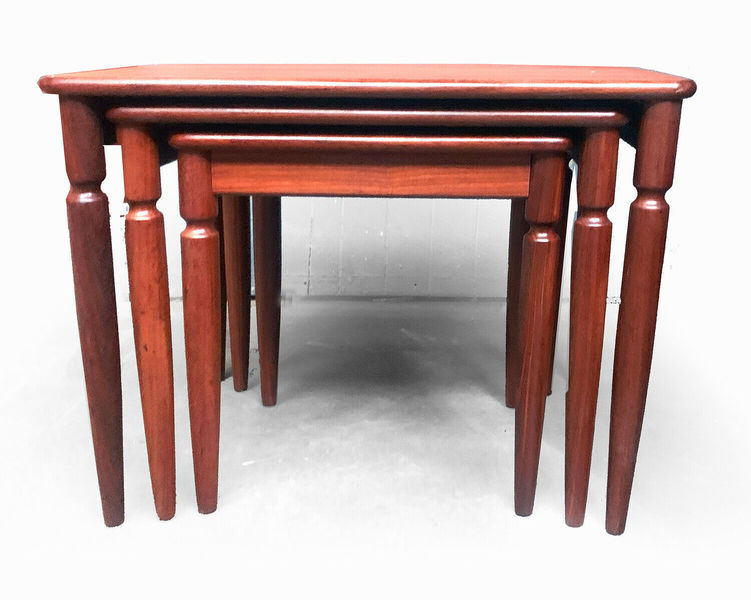 1960s 7070s Retro Vintage Mid Century Danish Afromosia Teak Nest Of Tables