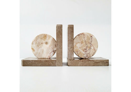 Pair Of Vintage Bookends 1970 Marble Discs 1970s