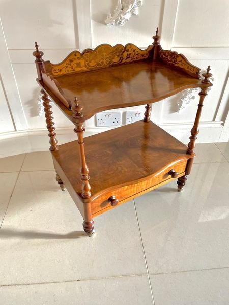 Antique Victorian Quality Burr Walnut Inlaid Lamp Table photo furniture