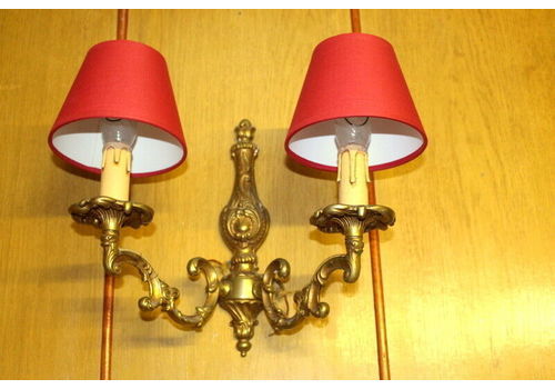 Pair Of Antique Bronze Rococo Genuine French Wall Light Scones 2 Arms Lights
