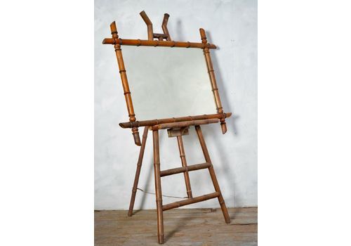 Large Antique French Faux Bamboo Mirror
