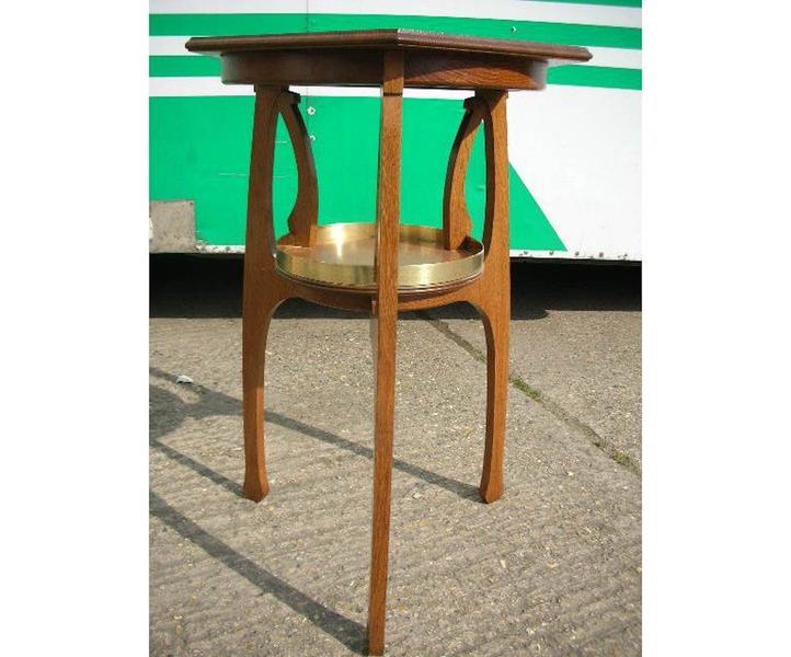 Gustave Serrurier Bovy Style  An Oak Secessionist Side Table With Octagonal Top