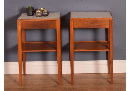 Vintage Retro 1970's Remploy Ex Military Pair Of Bedside Cabinets