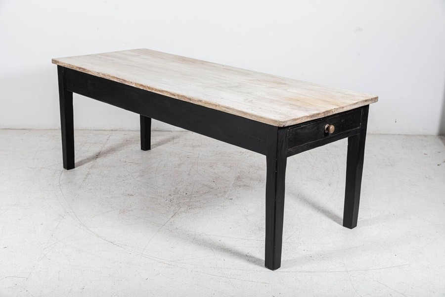 19thc Ebonised Scrub Top Pine Farmhouse Table photo furniture