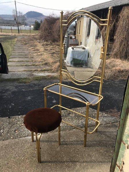 Brass Dressing Table & Stool, 1950s, Set Of 2 photo furniture