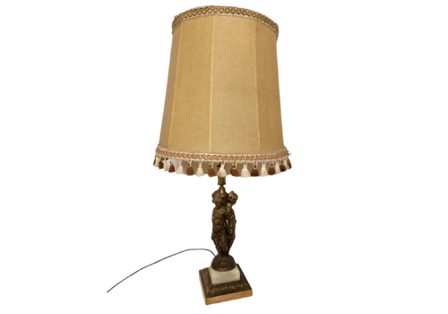 Italian Antique Handmade Table Desk Bronze Lamp Shade 19th C