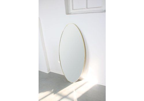 Big Vintage Oval Golden Frame Mirror, 1970s