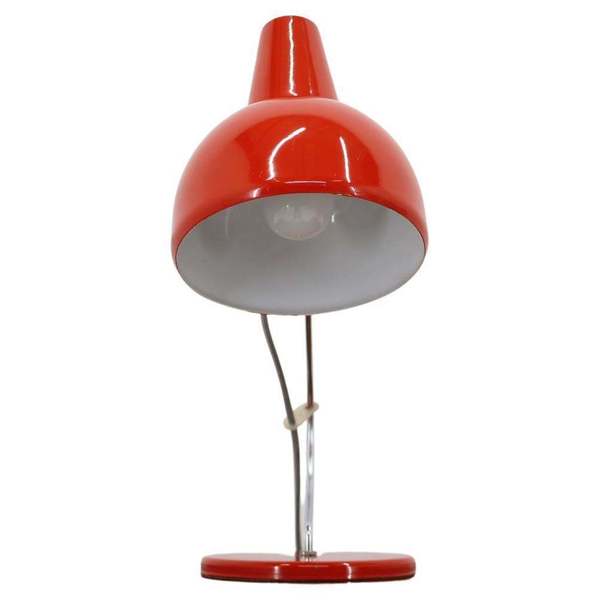1970s Josef Hurka Red Table Lamp For Lidokov, Czechoslovakia